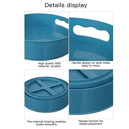 360 Degree Rotating Storage Tray Multifunctional Plastic Kitchen Storage Containers for Spice Jar Snack Food Cosmetic Turntable Rack Non-Slip Bathroom Storage Plate (Plastic)