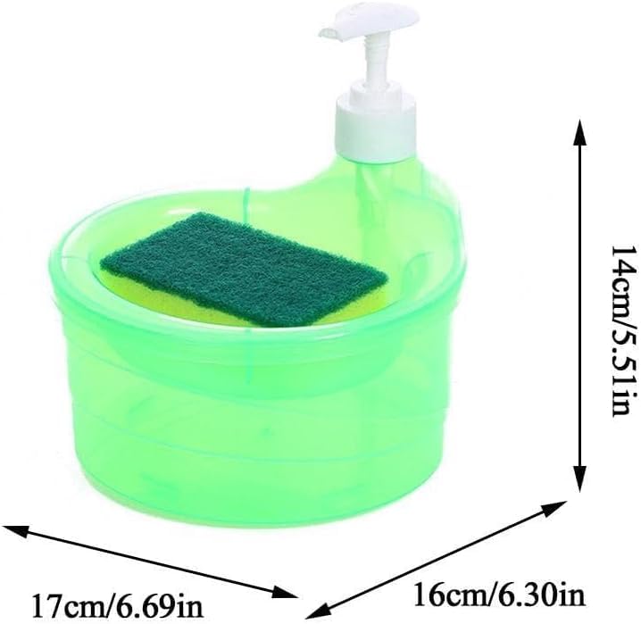 (2ps)-2 in 1 Liquid soap Dispenser with Pump and Sponge | 15 x 16 x 17 CM | Multi-Color