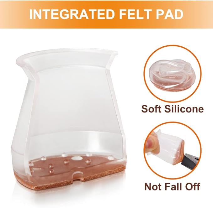 Silicone Chair Leg Floor Protectors | Rubber Chair Leg Caps Furniture Protector to Prevent Scratches, Reduce Noise, Anti-Slip | Furniture Leg Covers for Chair, Stool Table