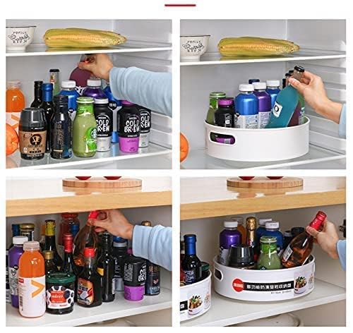 360 Degree Rotating Storage Tray Multifunctional Plastic Kitchen Storage Containers for Spice Jar Snack Food Cosmetic Turntable Rack Non-Slip Bathroom Storage Plate (Plastic)