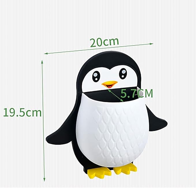 Toothbrush Holder, Plastic Wall Mounted Penguin Shape Storage Organizer for Bathroom with Self Adhesive Stick Multipurpose Wall Shelves - ( Multicolor)