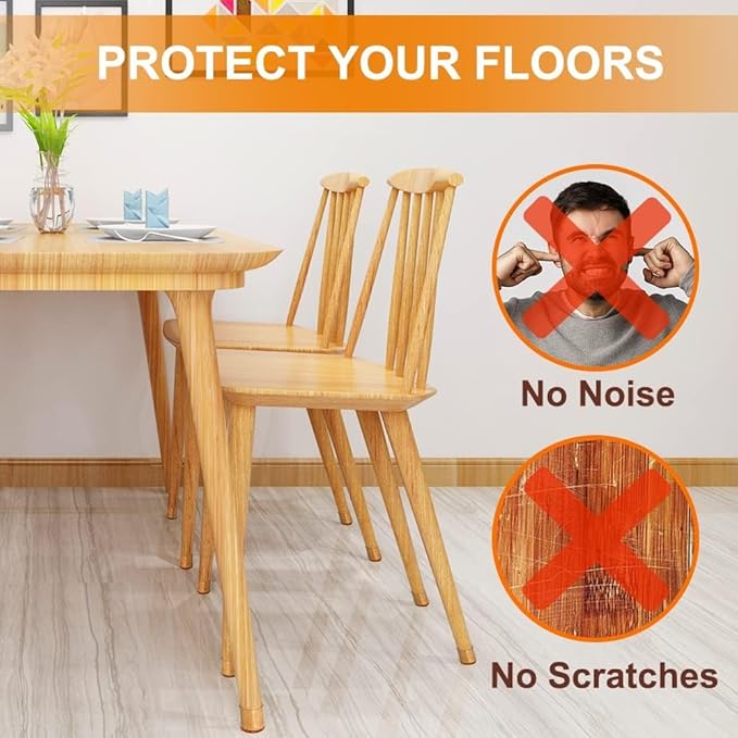 Silicone Chair Leg Floor Protectors | Rubber Chair Leg Caps Furniture Protector to Prevent Scratches, Reduce Noise, Anti-Slip | Furniture Leg Covers for Chair, Stool Table