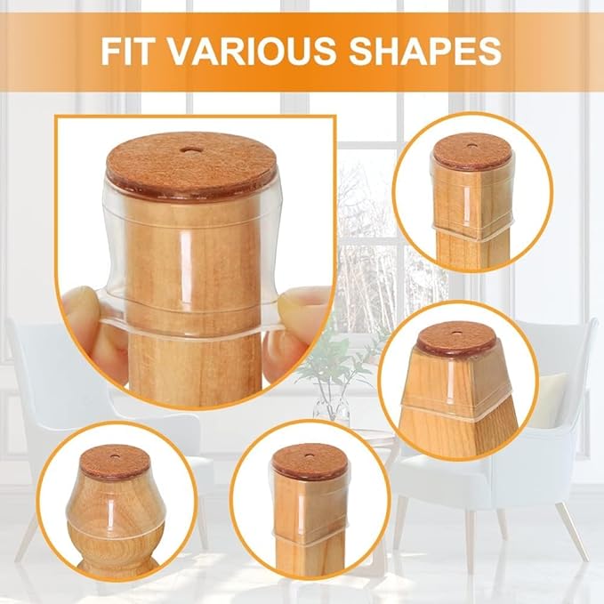 Silicone Chair Leg Floor Protectors | Rubber Chair Leg Caps Furniture Protector to Prevent Scratches, Reduce Noise, Anti-Slip | Furniture Leg Covers for Chair, Stool Table