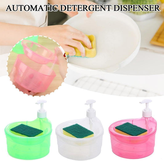 (2ps)-2 in 1 Liquid soap Dispenser with Pump and Sponge | 15 x 16 x 17 CM | Multi-Color
