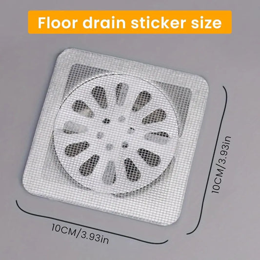 Disposable Shower Drain Hair Catcher, Drain Hair Catcher Waterproof Mesh Stickers for Bathroom Accessories, Apartment Essentials for Kitchen, Sink, Bathtub (4" X 4")
