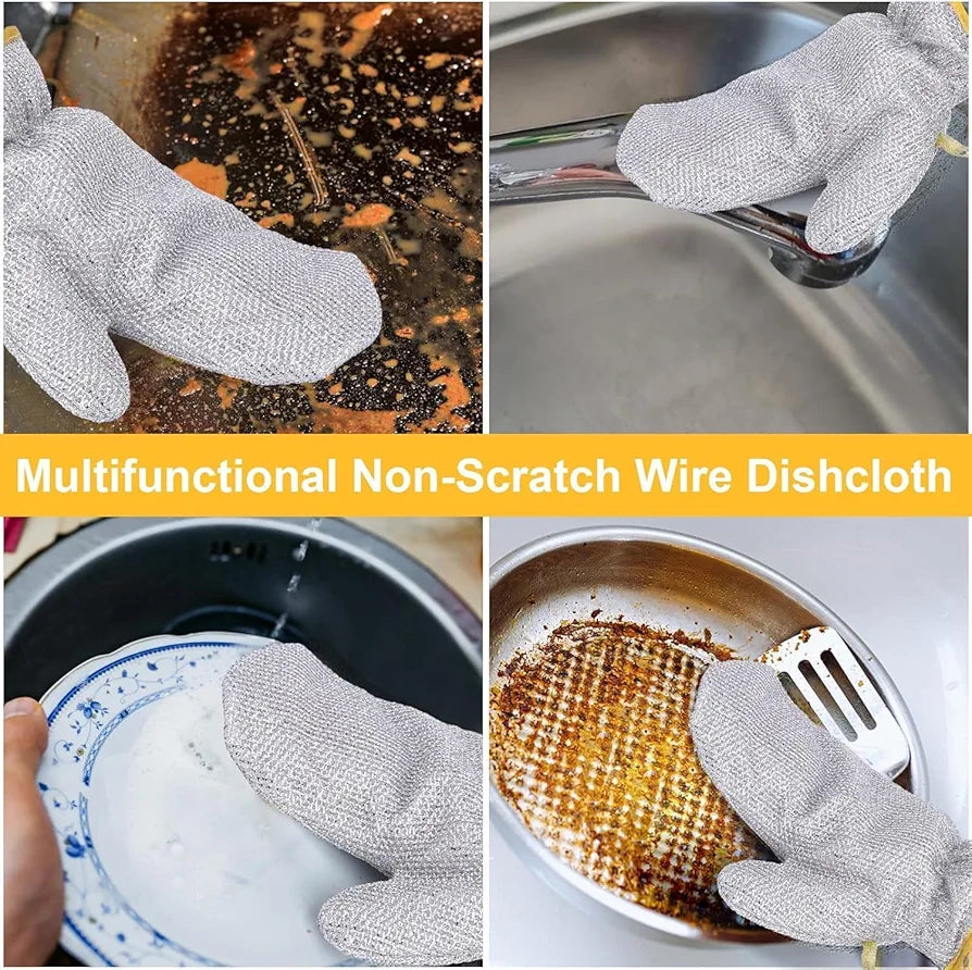 Dishwashing Hand Gloves.Non Scratch Wire, Waterproof Home Kitchen Utensils Cleaning Gloves for Washing Dish Easy Rinsing, Reusable Cleans Dishes Pots, Pans, Sinks