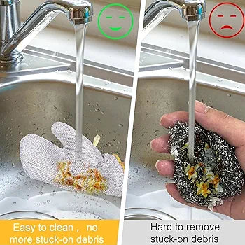 Dishwashing Hand Gloves.Non Scratch Wire, Waterproof Home Kitchen Utensils Cleaning Gloves for Washing Dish Easy Rinsing, Reusable Cleans Dishes Pots, Pans, Sinks