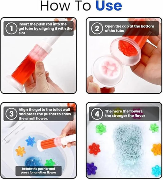 Toilet Cleaning Gel Flower Bathroom Cleaner Toilet Fresheners Air Fresher For Remove Bad Smell Bad Odor, Long-Lasting Refills Gel Stamp Injection Multicolor