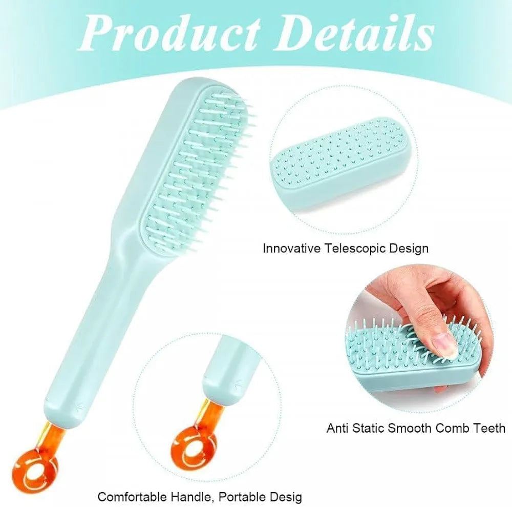 Self-Cleaning Anti-Static Massage Comb, One-Pull Clean Massage Comb, Easy Clean Hair Brush, Scalable Rotate Lifting Self Cleaning Hairbrush Hair Styling Tools For Women (Pack Of 1)