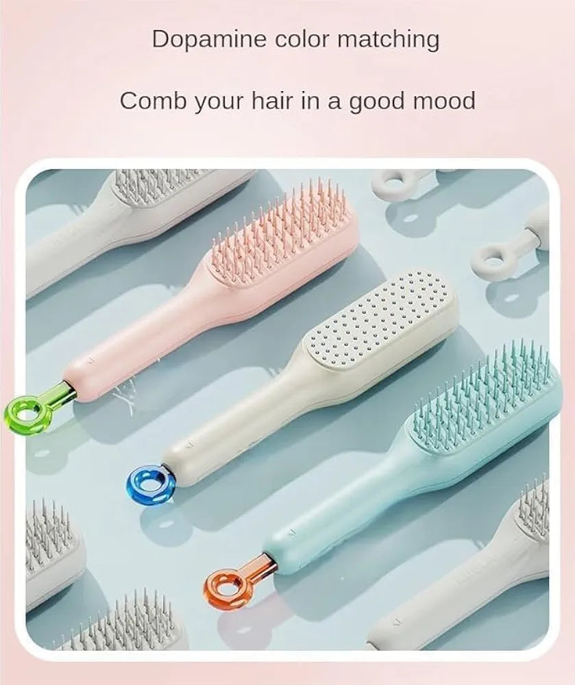 Self-Cleaning Anti-Static Massage Comb, One-Pull Clean Massage Comb, Easy Clean Hair Brush, Scalable Rotate Lifting Self Cleaning Hairbrush Hair Styling Tools For Women (Pack Of 1)