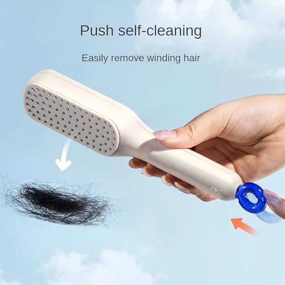 Self-Cleaning Anti-Static Massage Comb, One-Pull Clean Massage Comb, Easy Clean Hair Brush, Scalable Rotate Lifting Self Cleaning Hairbrush Hair Styling Tools For Women (Pack Of 1)