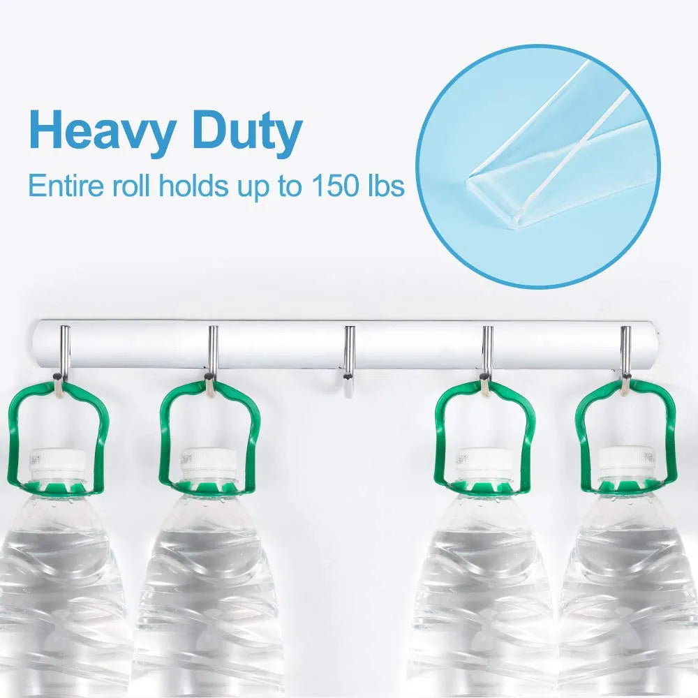 Double Sided Tape Heavy Duty, Multipurpose Removable Clear & Tough Mounting Tape Sticky Adhesive, Reusable Strong Wall Tape Picture Hanging Strips Poster Carpet Tape