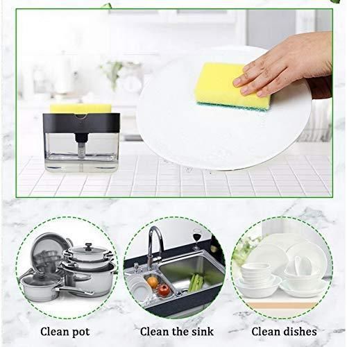 2ps Soap Dispenser - 2 in 1 Soap Dispenser With Microfibre Wash Dust Cleaning Gloves ( 380 ml, Multicolor )