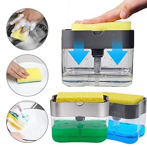 2ps Soap Dispenser - 2 in 1 Soap Dispenser With Microfibre Wash Dust Cleaning Gloves ( 380 ml, Multicolor )