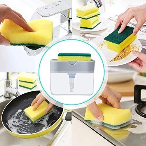 2ps Soap Dispenser - 2 in 1 Soap Dispenser With Microfibre Wash Dust Cleaning Gloves ( 380 ml, Multicolor )