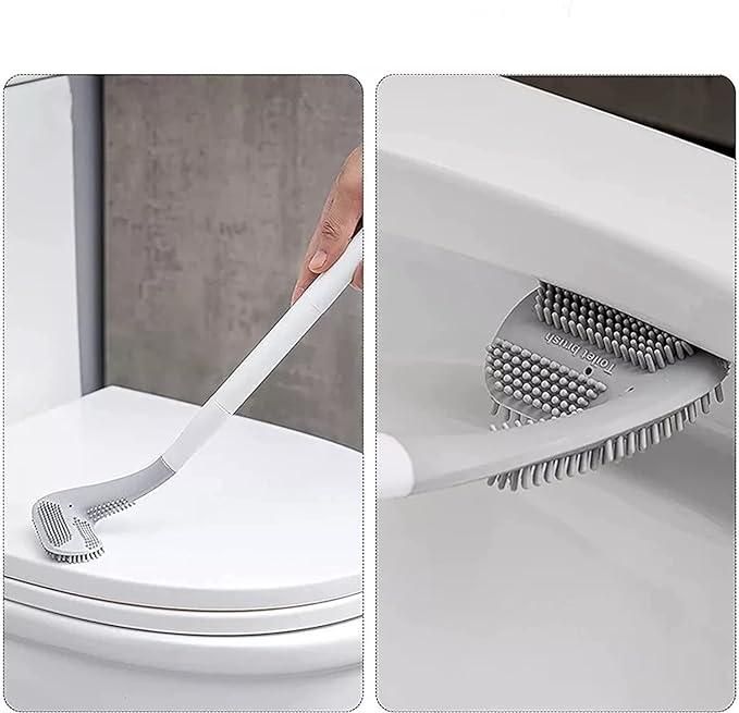 Pack of 1 Golf Toilet Brush, Long Handle Toilet Brush, Flexible Bendable Silicone Golf Toilet Bowl Cleaner Toilet Brushes for Bathroom 360 No Dead Ends Wall Mounted