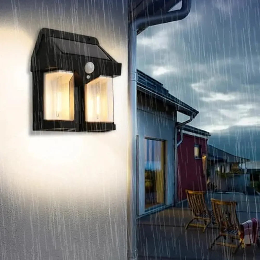 Outdoor Solar Wall Light Wireless & Waterproof Bright LED Lamp with Dusk to Dawn Motion Sensor for Exterior Porch Patio Fence Garden Decor