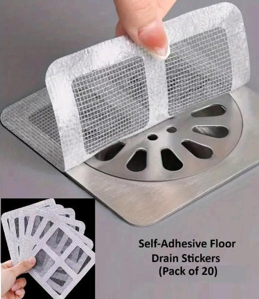 (Pack of 20)Self-Adhesive Floor Drain Hair Catcher Sticker | Anti-Clogging Drain Filter for Bathroom & Kitchen