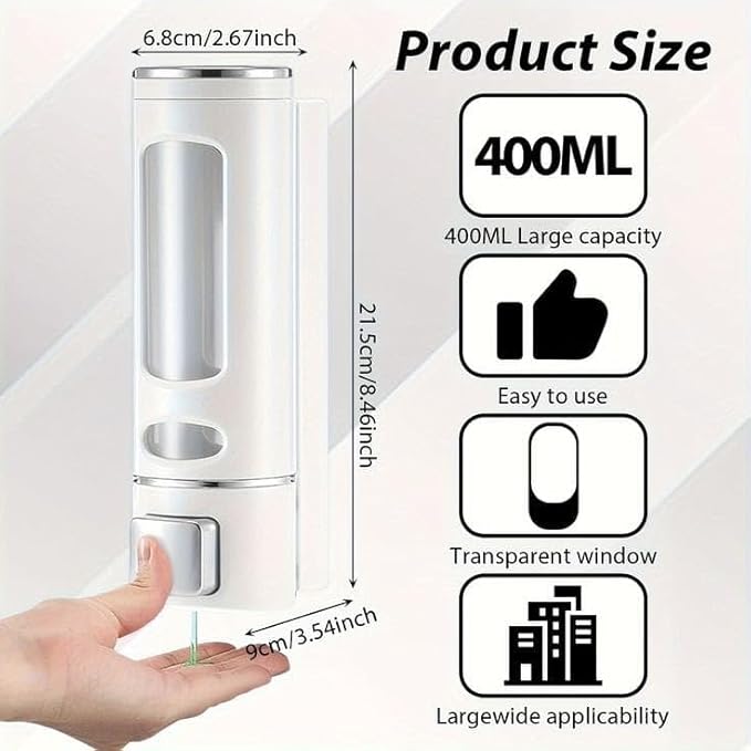 Wall-Mounted Liquid Soap and Hand Sanitizer Dispenser - Stylish and Durable Design, Easy Refill, Perfect for Kitchen and Bathroom