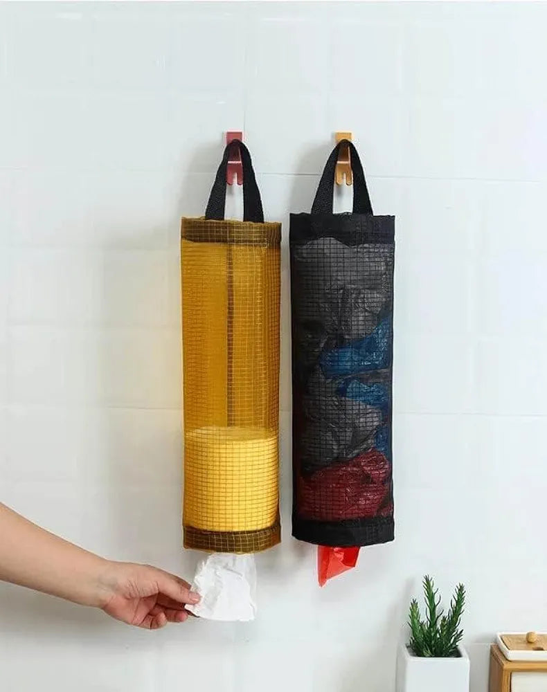 Plastic Bag Holder Foldable Breathable Hanging Trash Bags Organizer for grocery bags garbage bags for Home and Kitchen (Multicolor,Pack of 2)