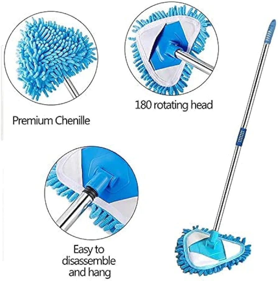 Retractable Triangle Mop 360 Degree Rotatable Adjustable Triangular Cleaning Mop Home Wall Ceiling Floor Cleaning Mop