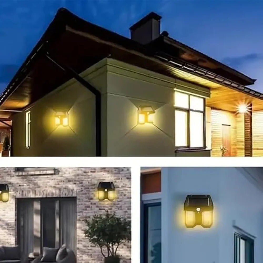 Outdoor Solar Wall Light Wireless & Waterproof Bright LED Lamp with Dusk to Dawn Motion Sensor for Exterior Porch Patio Fence Garden Decor