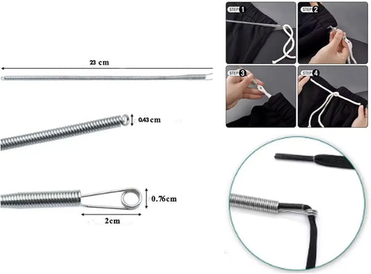 ExcitingDealz (2Pcs) Stainless Steel Flexible/Bendable Spring Multi-Purpose Elastic/Rope Drawstring Threading Tool.