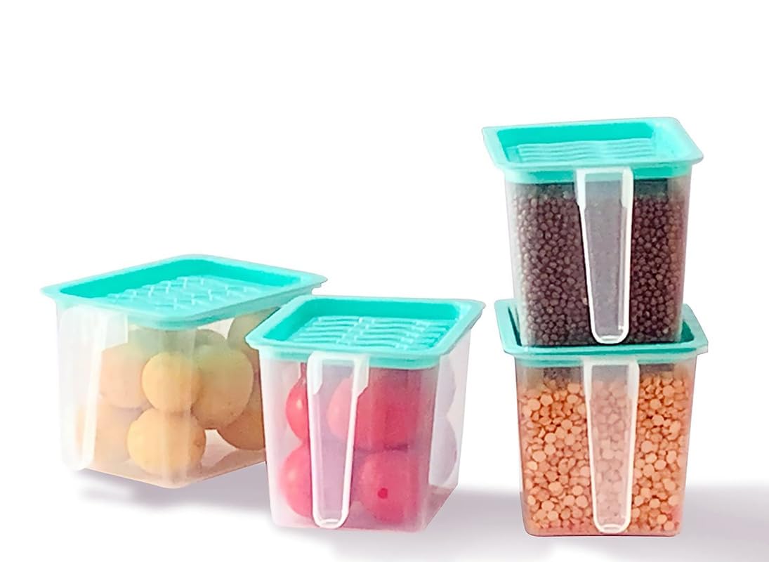 Fridge Storage Boxes, Fridge Organizer with Handle & Airtight Lid, Removable Drain Basket Plastic Refrigerator Storage For Fresh Fish, Meat, Vegetable, Fruits - 6pcs