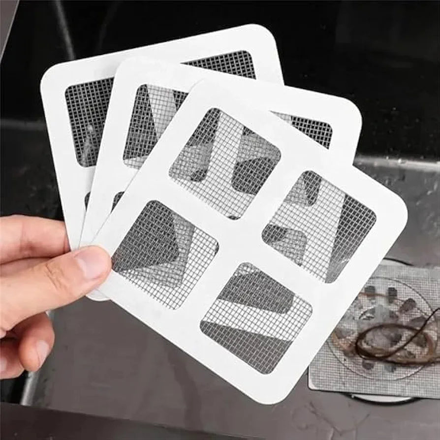 Disposable Shower Drain Hair Catcher, Drain Hair Catcher Waterproof Mesh Stickers for Bathroom Accessories, Apartment Essentials for Kitchen, Sink, Bathtub (4" X 4")