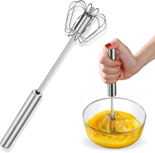 Hand Push Whisk Blender Semi-Automatic Whisk Mixer Egg Milk Beater Milk Frother Rotating Push Whisk Mixer for Blending, Whisking, Beating & Stirring (Egg Whisker)