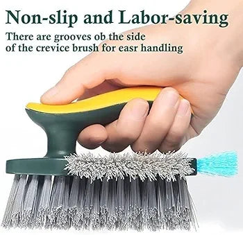 4 in 1 Tile Grout Cleaner Floor Scrub Brush with Squeegee, 1 Pcs V-Shape Gap Scrub Stiff Bristles Hand Brush Crevice Cleaning Brush Tools, scrubbing Floor, Sink, Kitchen (Tile Brush)