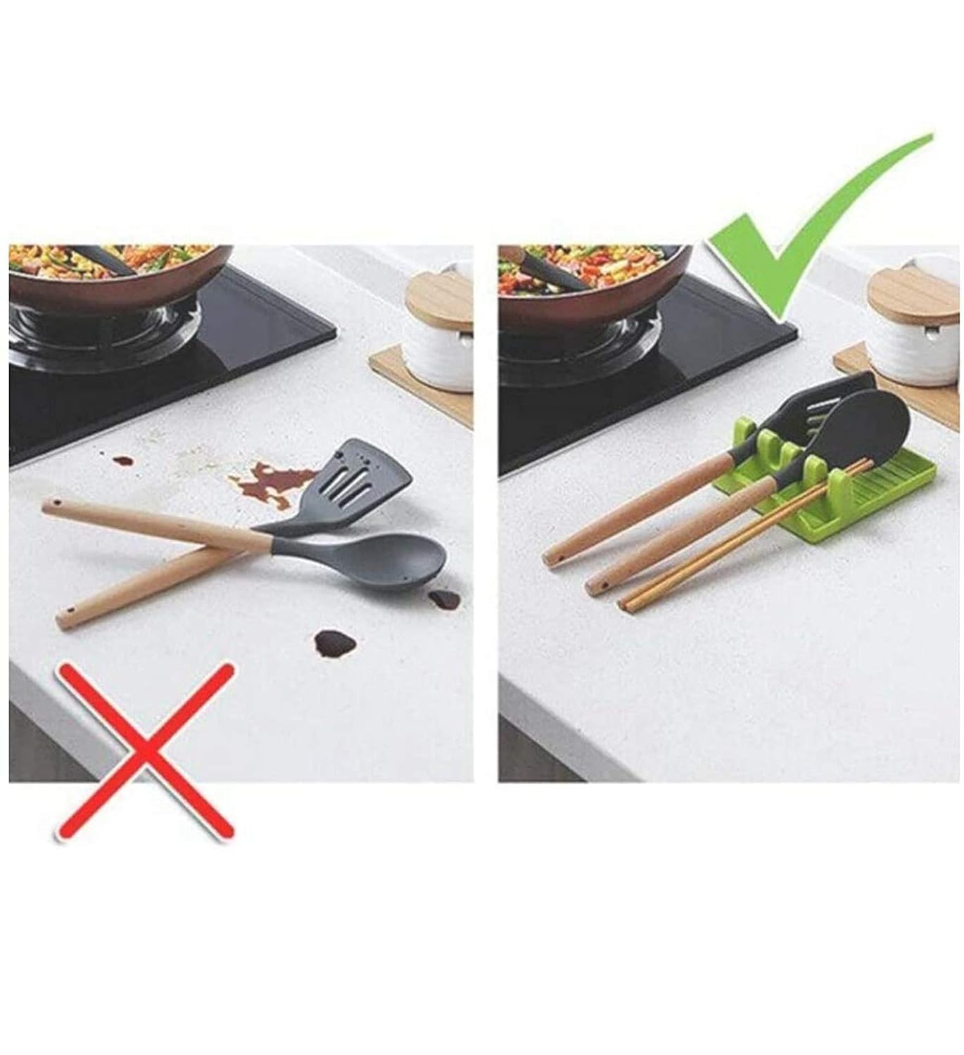 Non-Slip Kitchen Utensil Holder for Spoon, Ladle & Spatula | Heat-Resistant Spoon Rest for Stove & Countertop (1 Pc, Multicolor)
