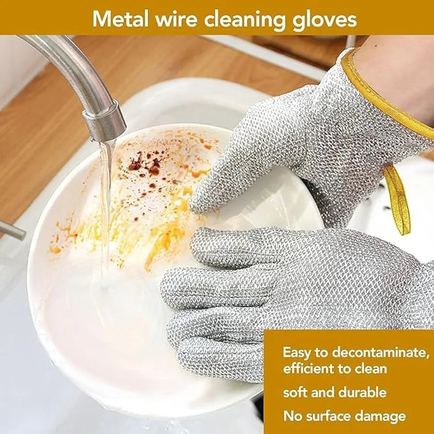 Dishwashing Hand Gloves.Non Scratch Wire, Waterproof Home Kitchen Utensils Cleaning Gloves for Washing Dish Easy Rinsing, Reusable Cleans Dishes Pots, Pans, Sinks