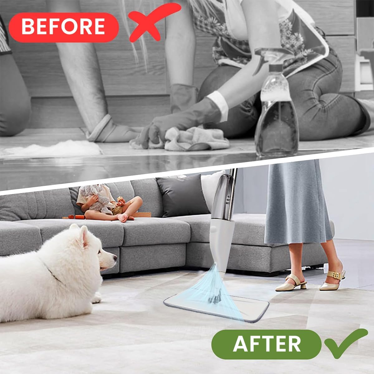 Spray Mop Set with Microfiber Washable Pad | 360° Easy Floor Cleaning Mop for Home & Office