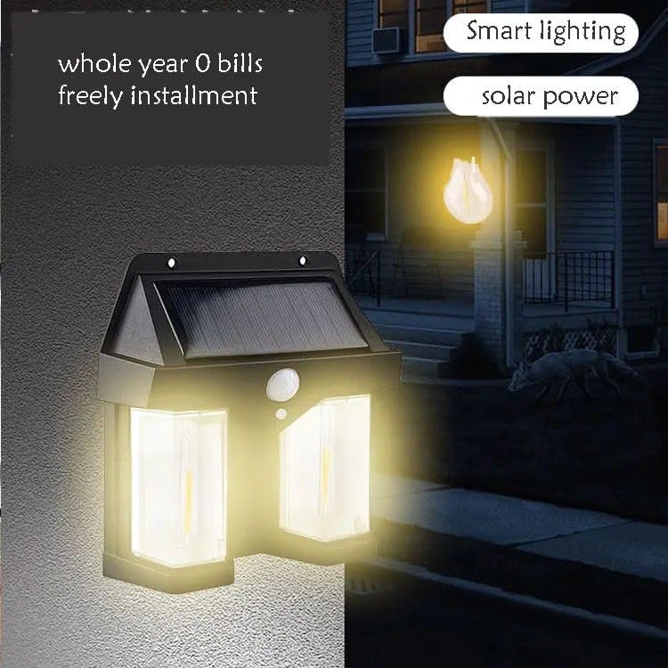 Outdoor Solar Wall Light Wireless & Waterproof Bright LED Lamp with Dusk to Dawn Motion Sensor for Exterior Porch Patio Fence Garden Decor