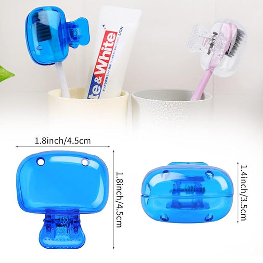 Toothbrush Head Cover Cap Toothbrush Coverings Clips Portable Toothbrush Protector Toothbrush Storage Head Cover for Bathroom Home Travel Toothbrush Case, Blue, Red, Gray, Green, Clear, Toothbrush Head Cover Cap