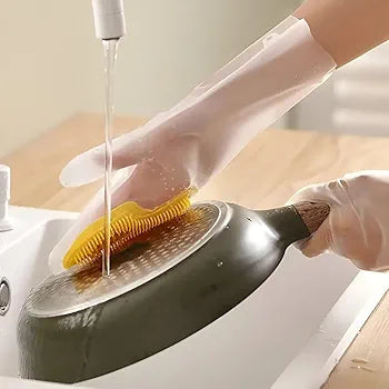 Waterproof, Non-Slip Kitchen Cleaning Brush Gloves