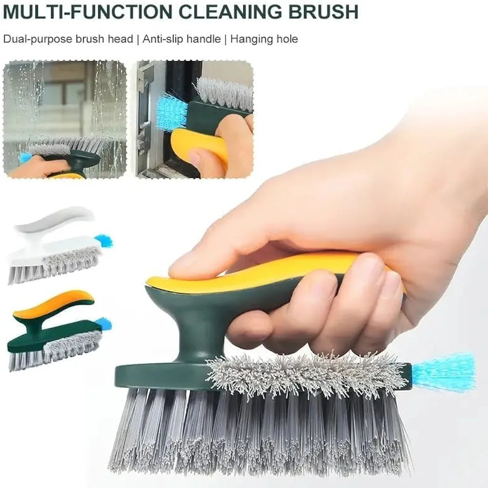 4 in 1 Tile Grout Cleaner Floor Scrub Brush with Squeegee, 1 Pcs V-Shape Gap Scrub Stiff Bristles Hand Brush Crevice Cleaning Brush Tools, scrubbing Floor, Sink, Kitchen (Tile Brush)