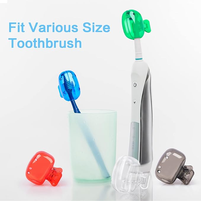 Toothbrush Head Cover Cap Toothbrush Coverings Clips Portable Toothbrush Protector Toothbrush Storage Head Cover for Bathroom Home Travel Toothbrush Case, Blue, Red, Gray, Green, Clear, Toothbrush Head Cover Cap