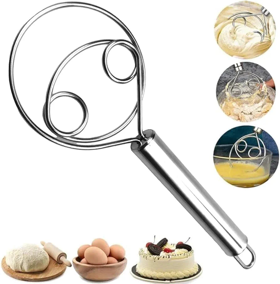 Multifunctional Effortless Stainless Steel Dough Mixer with Hanging Hole Durable Time-Saving Mixing Stick Baking Tools Egg Beater for Home Kitchen Baking Accessories 1 Pcs