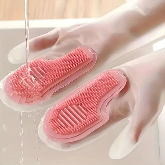 Waterproof, Non-Slip Kitchen Cleaning Brush Gloves