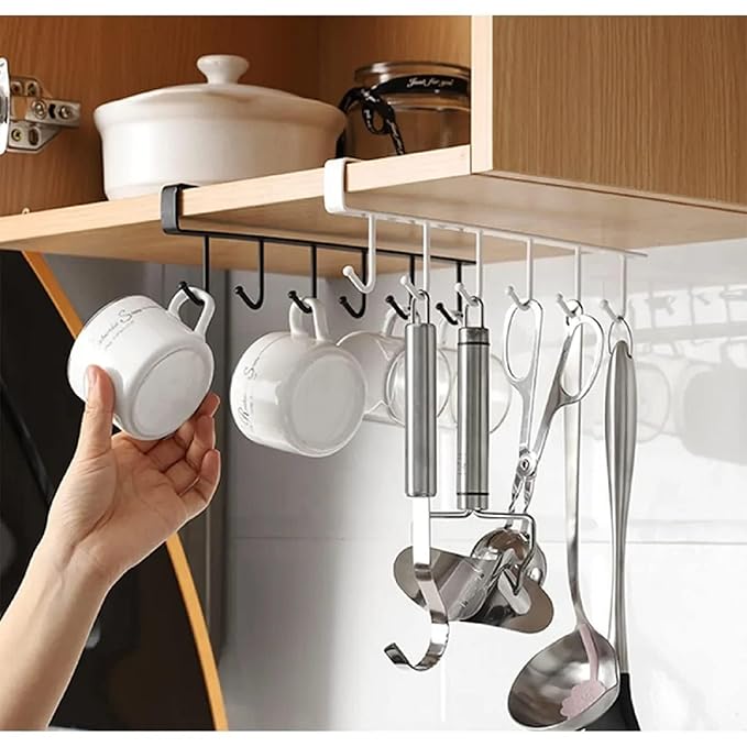 Multifunctional 6 Metal Door Hook Organiser/Hook Hanger Suitable for Room, Kitchen, Bathroom, Random Color