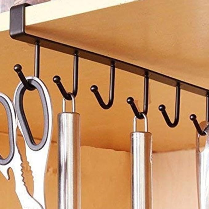 Multifunctional 6 Metal Door Hook Organiser/Hook Hanger Suitable for Room, Kitchen, Bathroom, Random Color