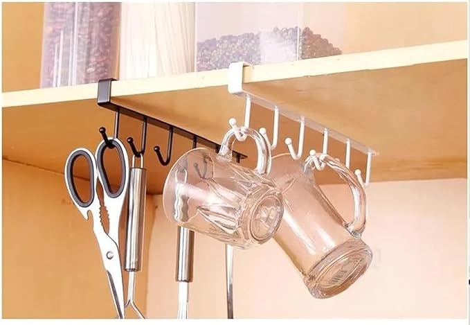 Multifunctional 6 Metal Door Hook Organiser/Hook Hanger Suitable for Room, Kitchen, Bathroom, Random Color