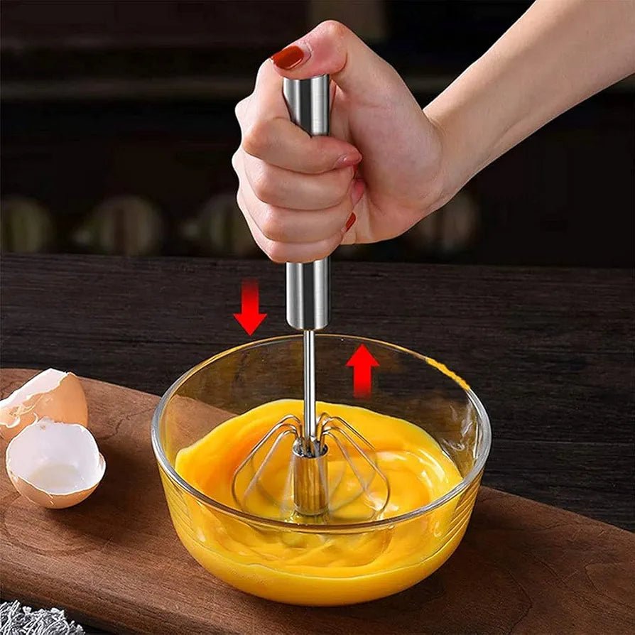 Hand Push Whisk Blender Semi-Automatic Whisk Mixer Egg Milk Beater Milk Frother Rotating Push Whisk Mixer for Blending, Whisking, Beating & Stirring (Egg Whisker)