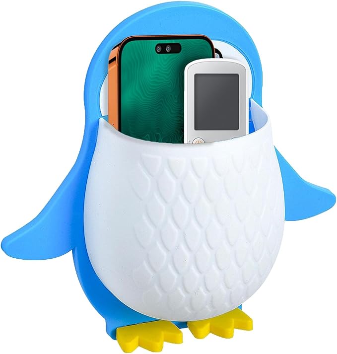 Toothbrush Holder, Plastic Wall Mounted Penguin Shape Storage Organizer for Bathroom with Self Adhesive Stick Multipurpose Wall Shelves - ( Multicolor)