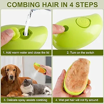 Cat Steam Brush, Dog Steam Brush, Steam Brush for Cats and Dogs, 3 In 1 Steamy Pet Brush, Steaming Pet Hair Brush, Cat and Dog Comb with Steam, Pet Grooming Brush for Cats (Random Color)