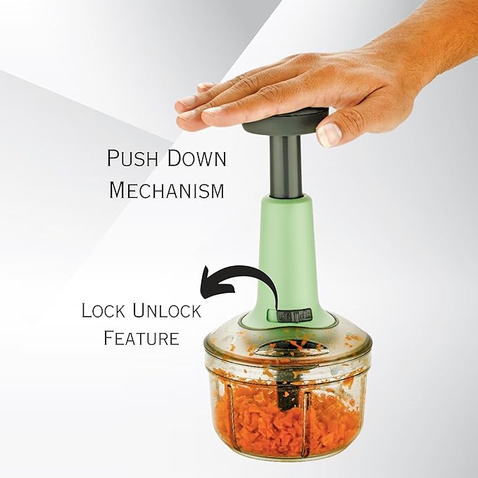 Hand Push and Chop Vegetable and Fruit Cutter Chopper with Easy Push and Close Button | With Steel Sharp Blade and Seprator 650ml