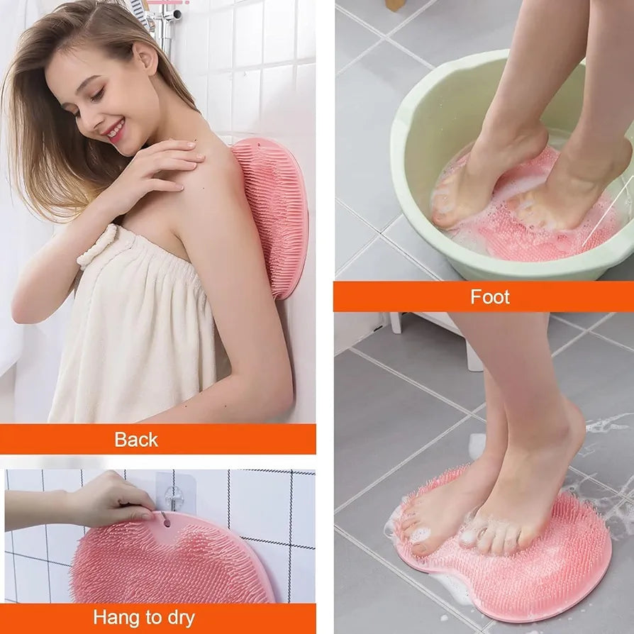 Shower Foot Scrubber Mat Back Washer Exfoliating Bath Wash Pad Wall Mounted Slip Suction Cups for Use in Cleaner for Use in Feet Scrubbers Foot Roller (1 ps)