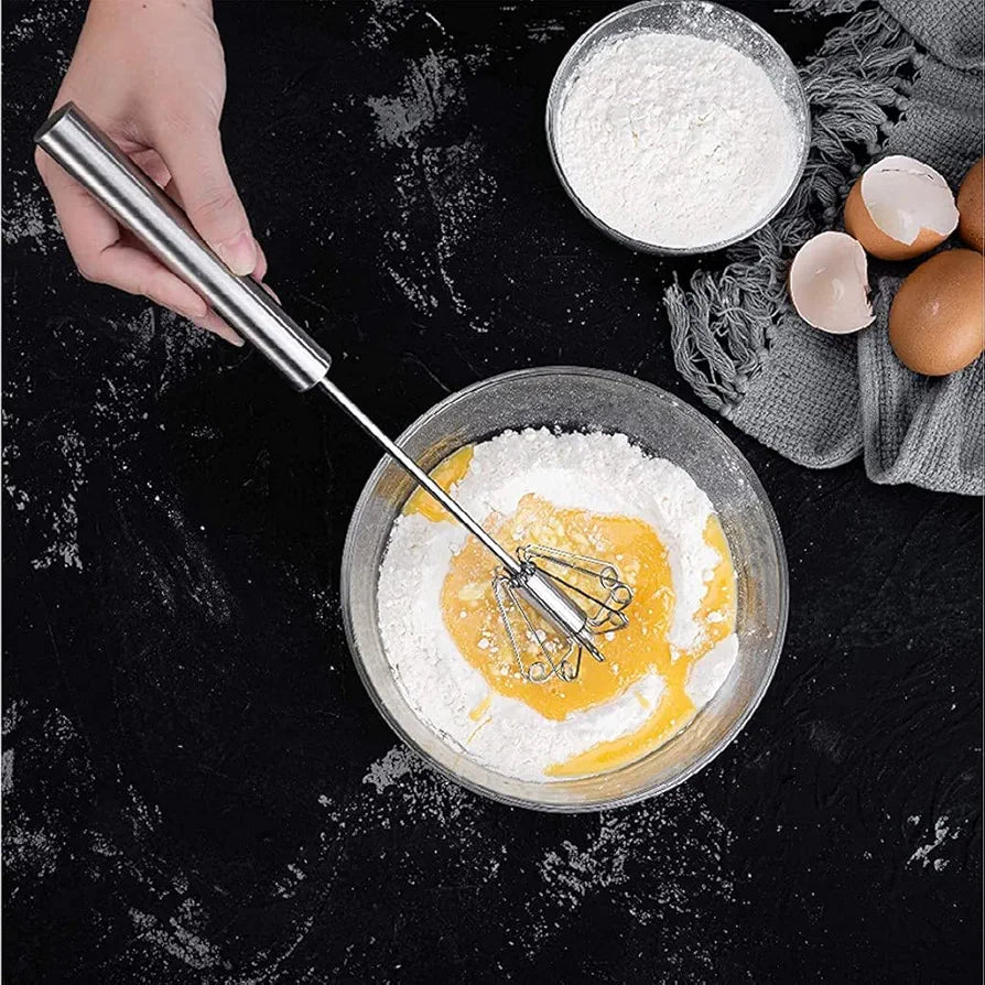 Hand Push Whisk Blender Semi-Automatic Whisk Mixer Egg Milk Beater Milk Frother Rotating Push Whisk Mixer for Blending, Whisking, Beating & Stirring (Egg Whisker)